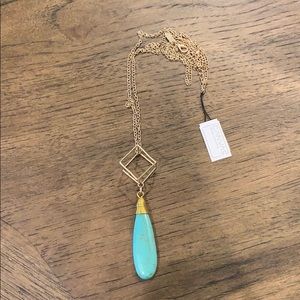 canvas Jewelry - Long gold and turquoise necklace by Canvas - new canvas Jewelry - Long gold and turquoise necklace by Canvas - new